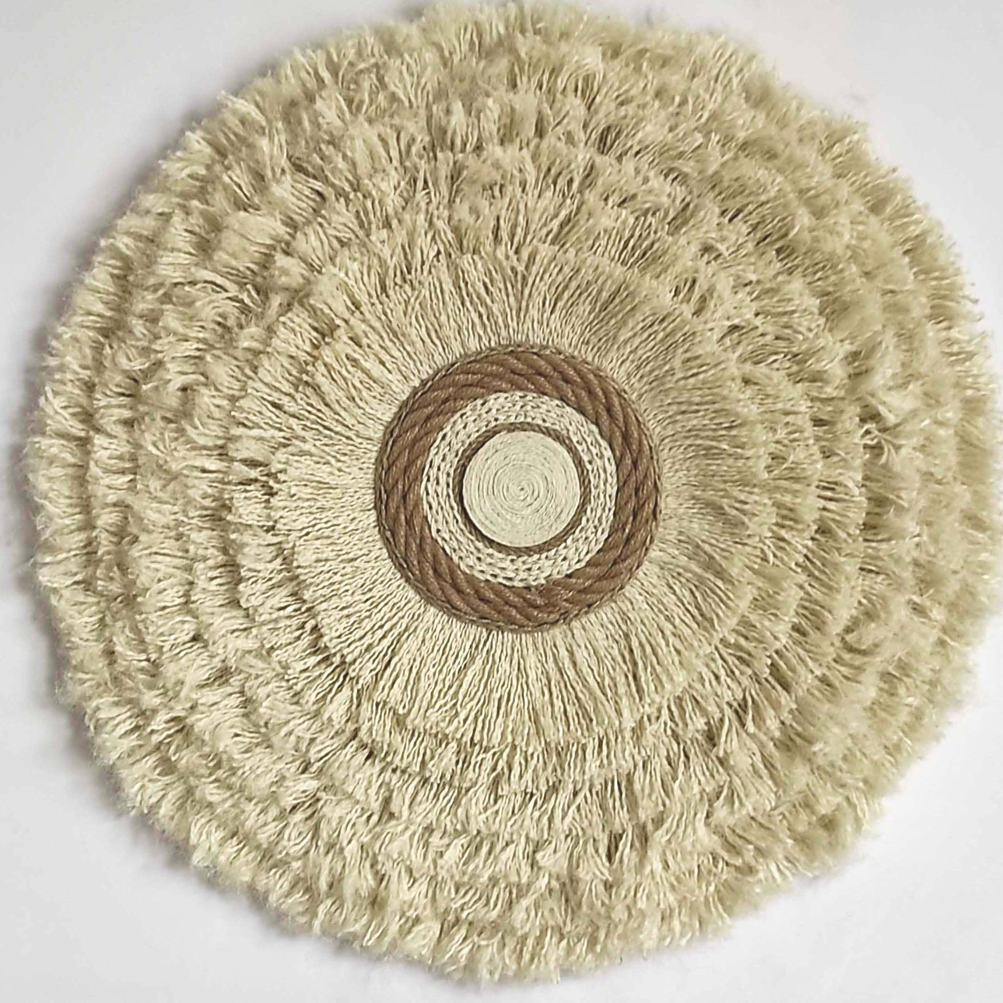 JuteExtravaganza - Wholesale Wall Accent - Large Ivory White Juju Hat Wall Hanging Decor 80cm3