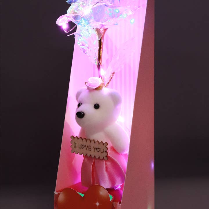 ASSORTED Teddy Bear Metallic Galaxy Rose Light-up Gift Box for wholesale on Faire11