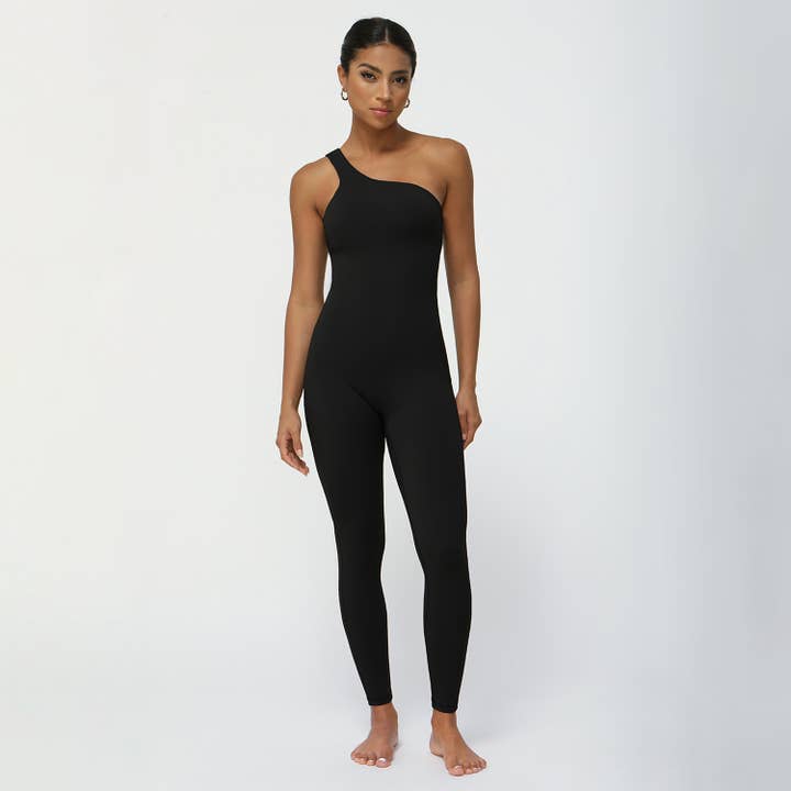 Sodalemon – wholesale Jumpsuit – Women's – Women Single Shoulder Fitness Padded Yoga Sport Jumpsuit1