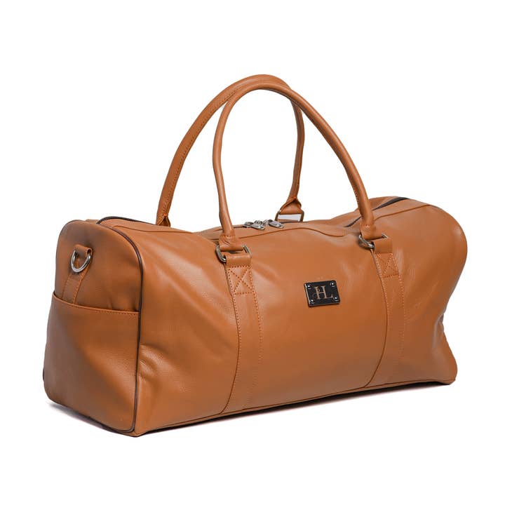 Hammi Leathers - Wholesale Weekender Bag - Unisex - Camel Brown Finished Leather Duffle Bag – Spacious & Durable3