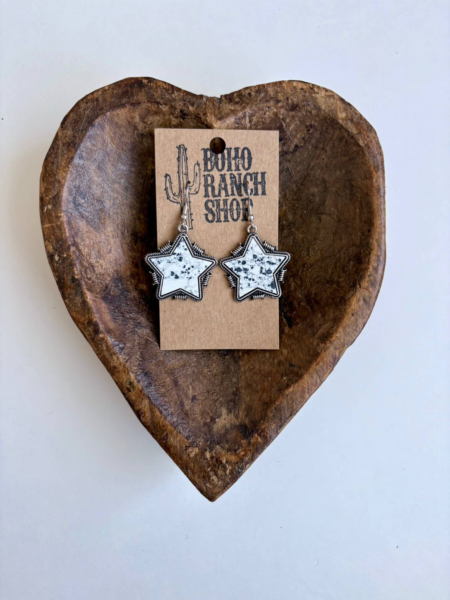 Boho Ranch Shop - Wholesale Dangle Earrings - Western Marble Stone Star Dangle Earrings1
