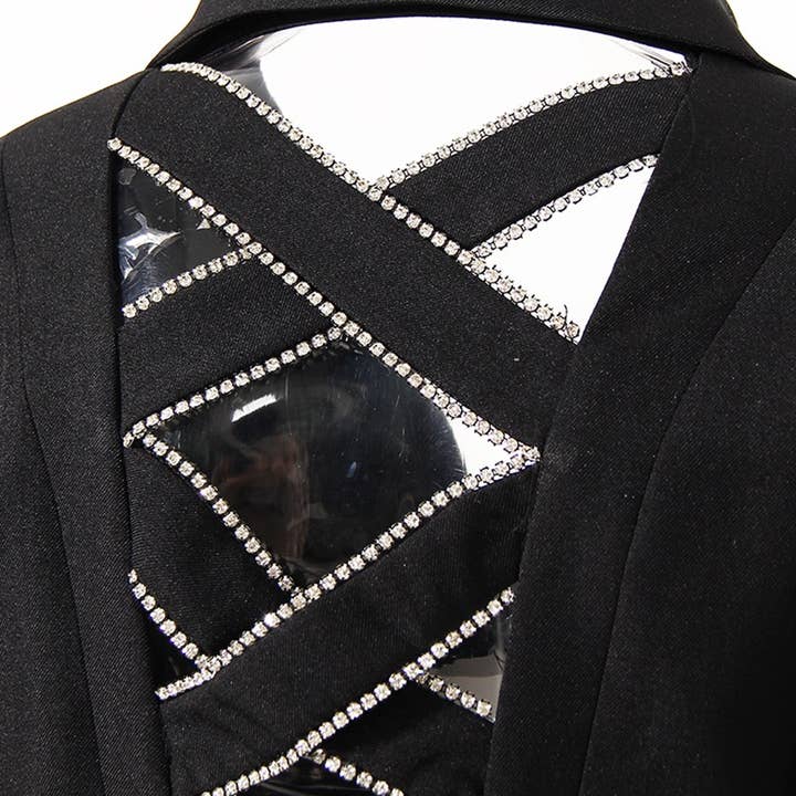 BL003 Hollow Out Blazer Diamond Elegant Black Blazer for wholesale on Faire5