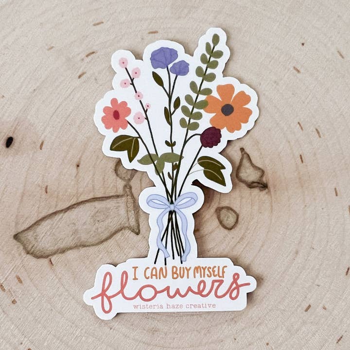 Buy Myself Flowers Matte Sticker for wholesale by Wisteria Haze Creative