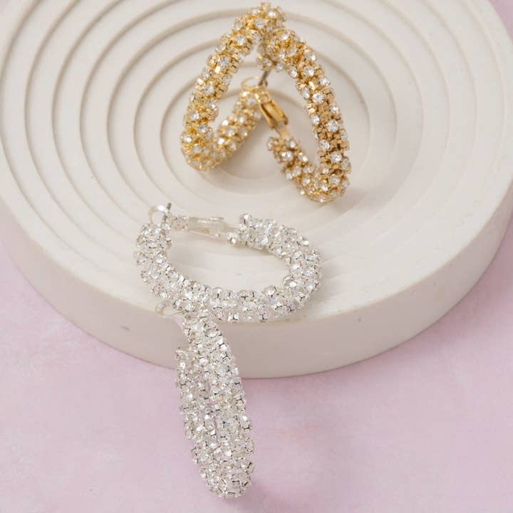 35Mm Studded Tube Hoop Earrings for wholesale by The Looks by Fame Accessories