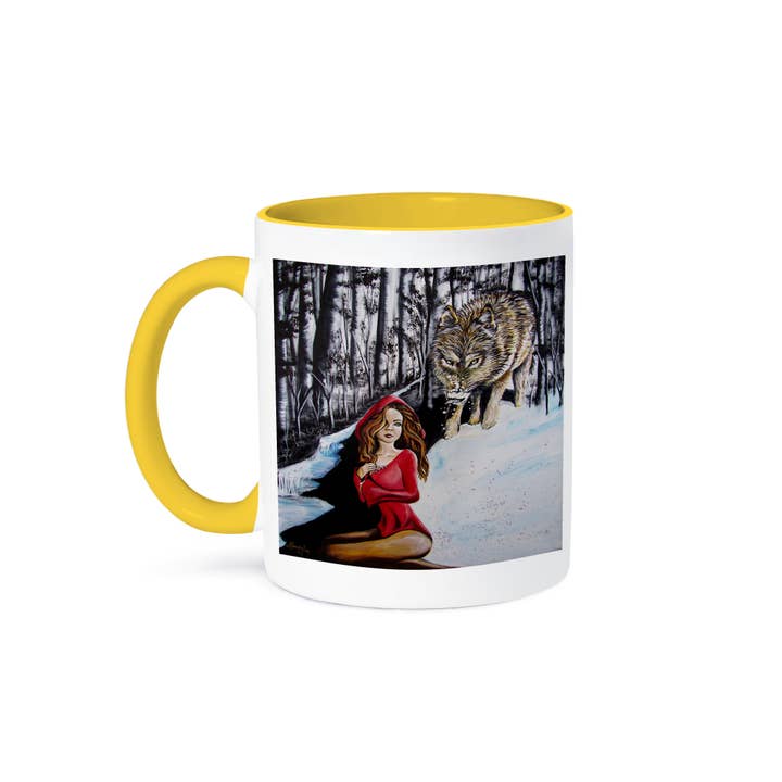 3dRose - Wholesale Coffee Mug - 3dRose, A surrealist painting of a girl and a wolf., Mug