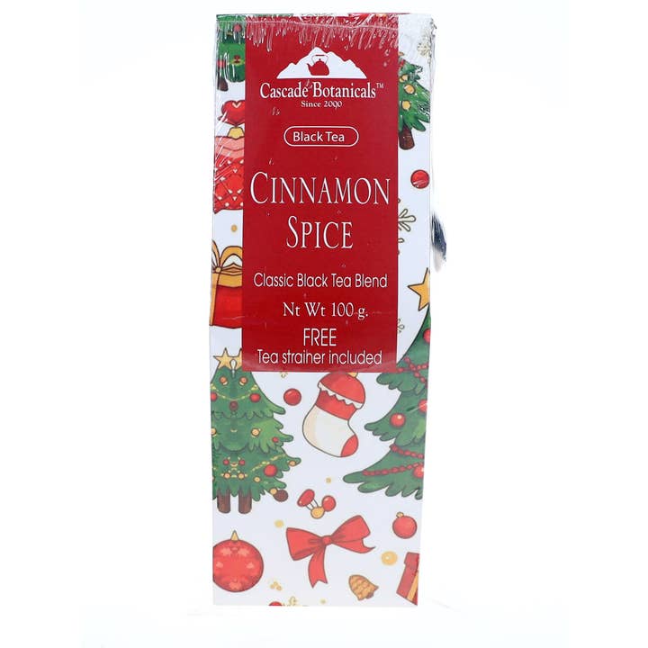 Cascade Teas & Botanicals - Wholesale Loose Tea - Holiday Tea Cinnamon Spice Gift Box, FREE STRAINER1