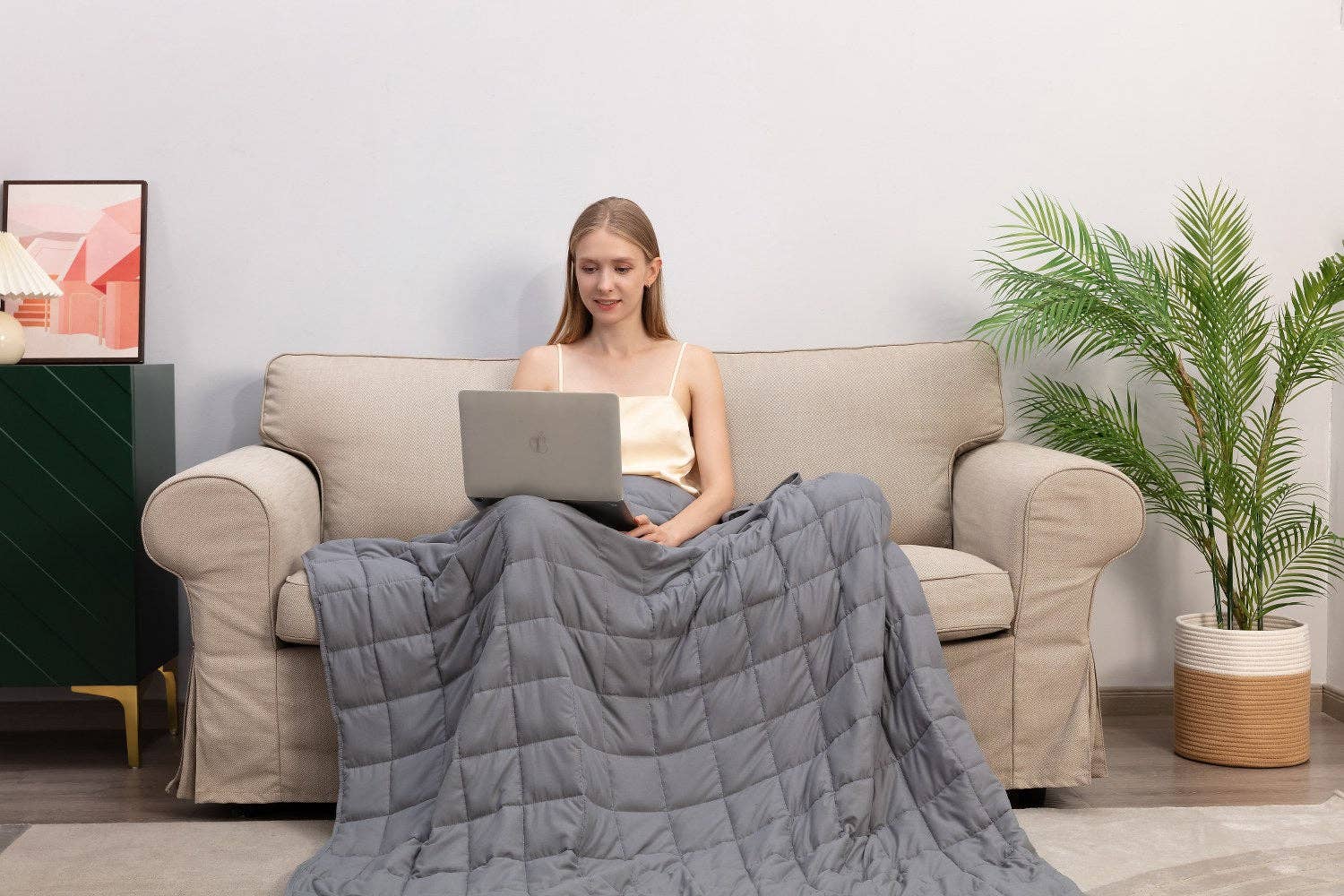 Okao Home Goods - Wholesale Bedding Blanket - Best Weighted Blanket King Size - Cool Bamboo Gray Comforter for Deep Relaxation5