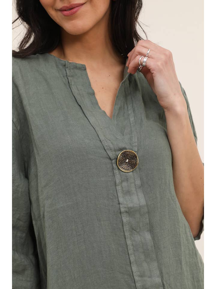 LÉA & LUC - Vente Robe – femme - Robes en 100% Lin avec un bouton REF. 554742