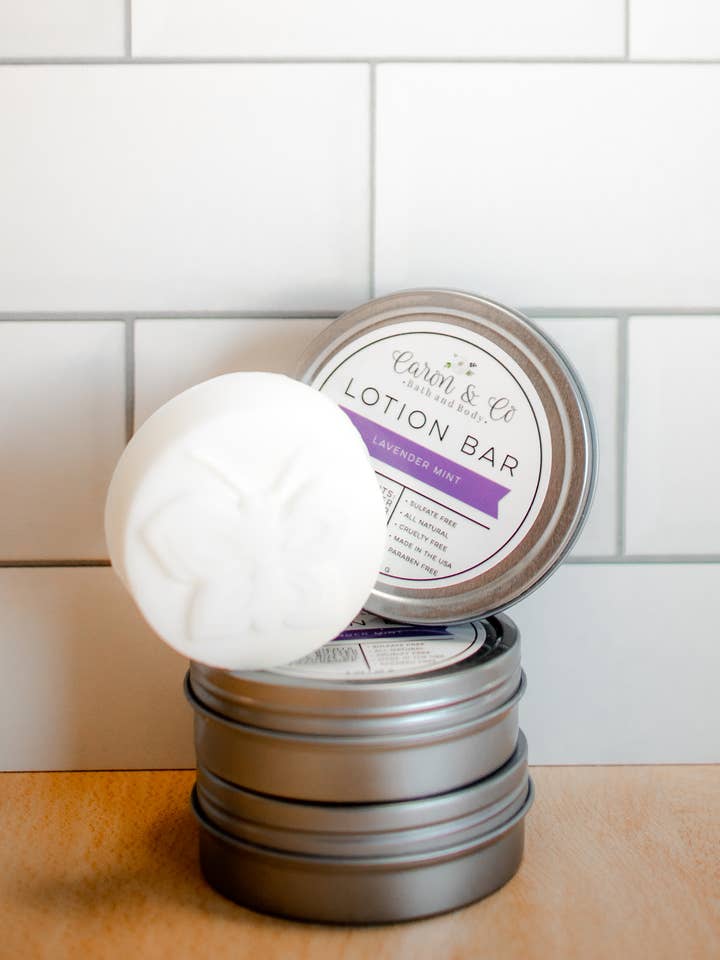 Lavender Mint Lotion Bar voor wholesale door Caron & Co Bath and Body