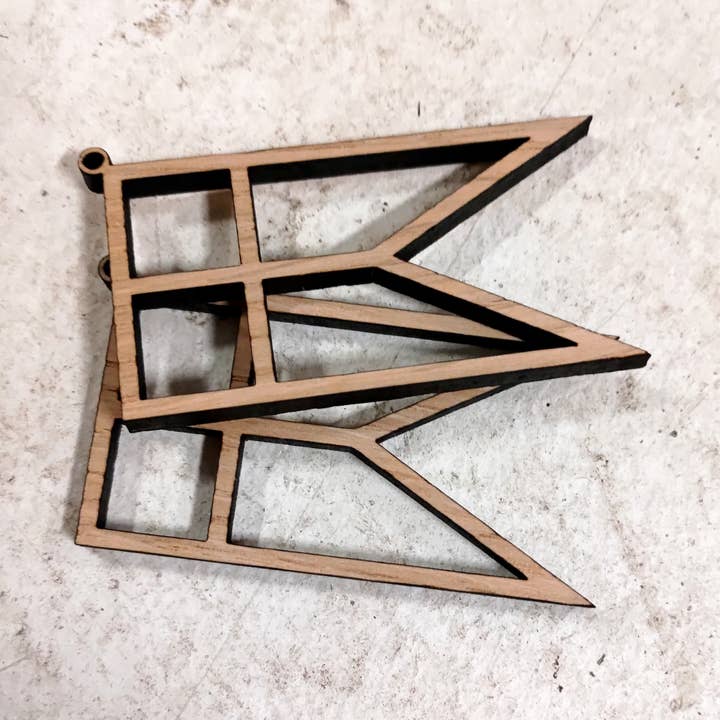 Flag, Carved, 8 x 4 CM, Set of 2 pcs., Walnut for wholesale by Treend