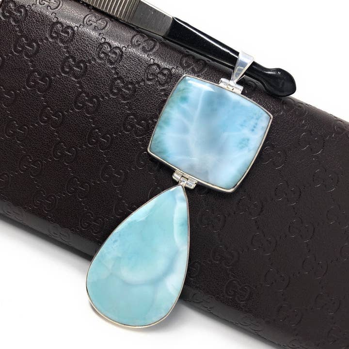 Larimar hänge, Naturliga Ädelsten smycken, Sterling Silver hänge, Böhmen Smycken, Smycken Förnödenheter, Gåvor till Henne, 88,9mm x 31.75mm för wholesale av Akstar Gems