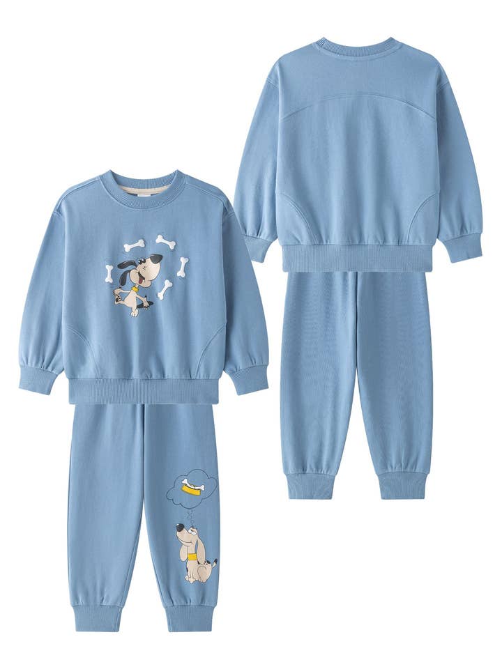 Completo giacca con cappuccio felpa pantalone lungo felpato per la vendita all'ingrosso da parte di Newness Kids