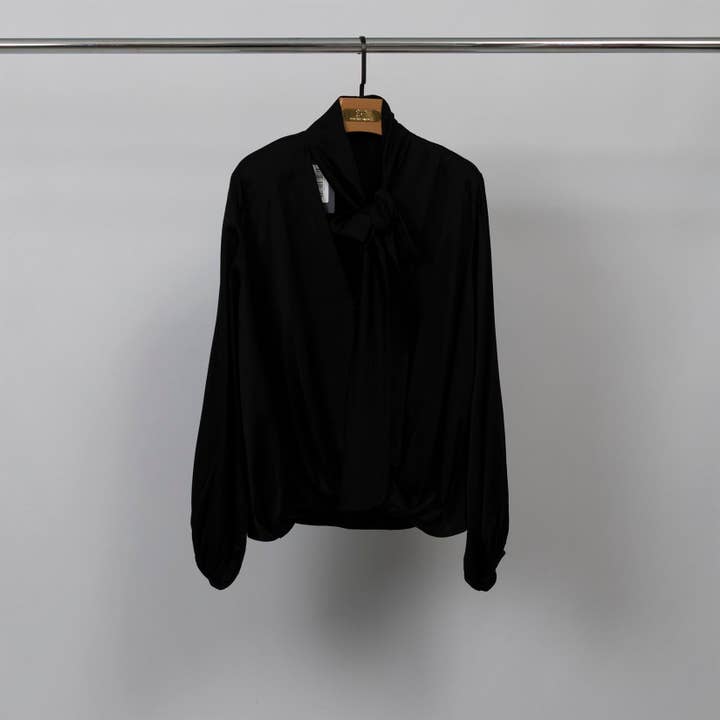 Satin Blouse with Scarf Collar – KD9523VS-U for wholesale by Cecile Wang