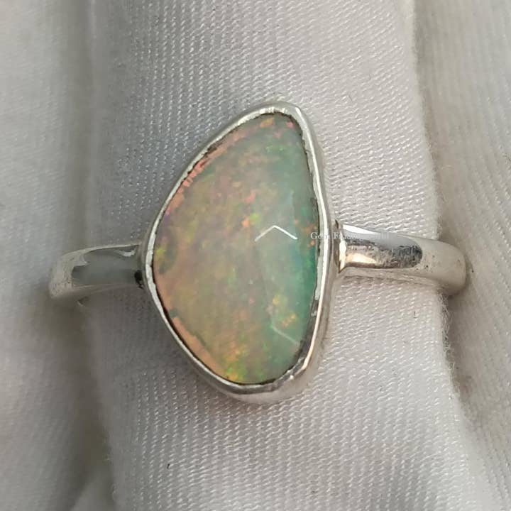 Fire Opal Solitaire Ring in 925 Sterling Silver for Women for wholesale by Rishi Jewelry