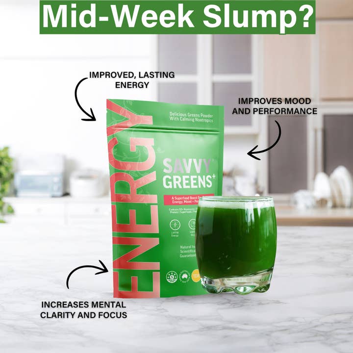 SAVVY BEVERAGES - Wholesale Protein/superfood powder - Superfood GREENS with Energising Nootropic Ingredients8