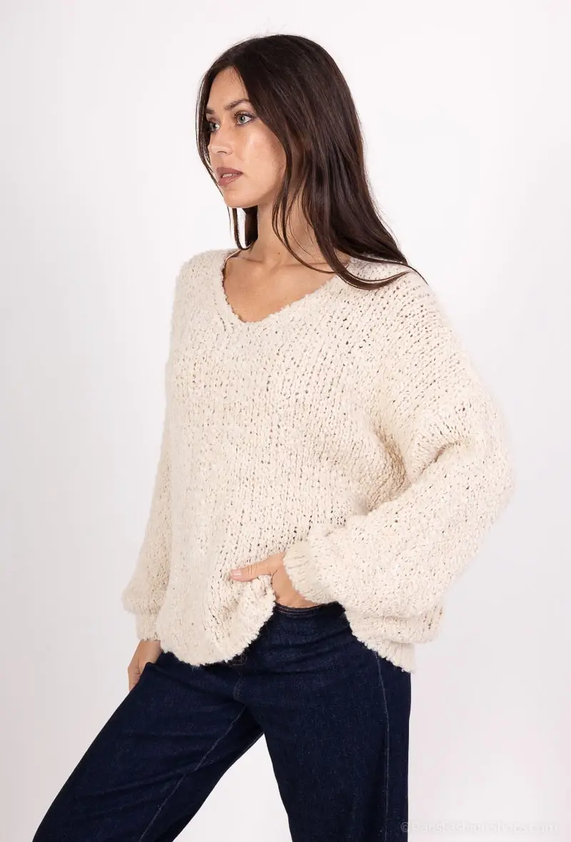 Mimi & Gogo – wholesale Pullovertröja - Dam – Oversized boucletröja i ull och alpaca6