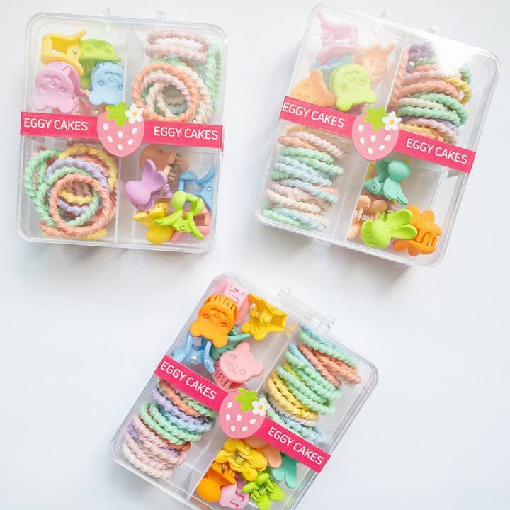 Eggy Cakes - Wholesale Hair Clip - Kids - Bears & Bunnies Hair Claw & Tie Set8