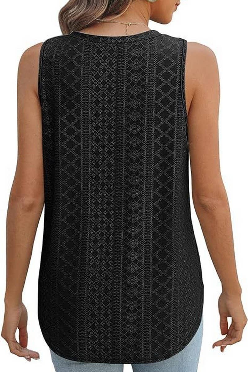 Lily Clothing - Wholesale Tunic - Women's - V NECK SLEEVELESS SLIT SOLID COLOR CASUAL SHIRT_CWTSTSL00692