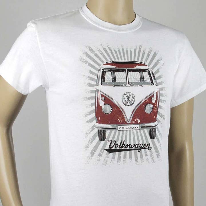 VW T1 Bus T-Shirt Unisex (XXL) - Samba Striber/Rød/Hvid for engroshandel hos VW Collection by BRISA