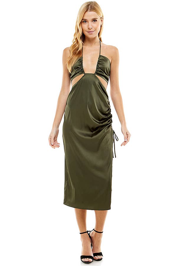 ACOA COLLECTION - Vendita all'ingrosso Vestito - Donna - ABITO MIDI CON RUCHE E DETTAGLIO CUTOUT1