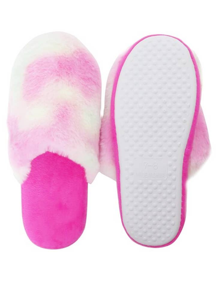 Cap Zone - Wholesale Slippers - Women's - Tie Dye Pastel Fuzzy Fleece Foam Lounge Slippers