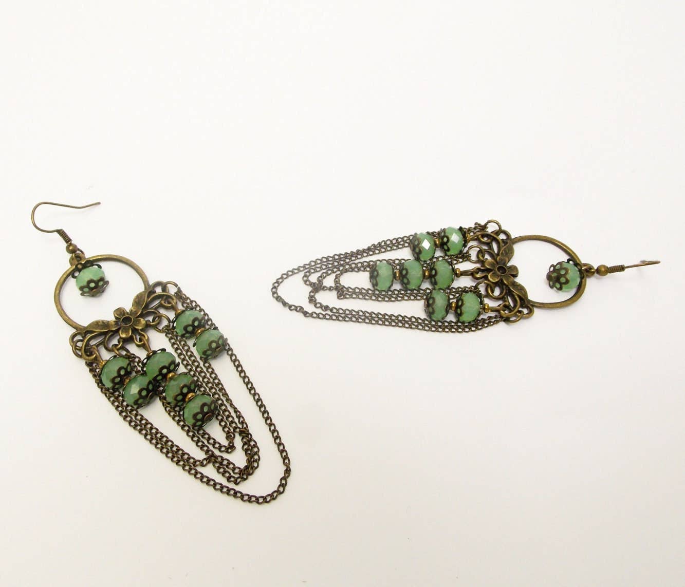 Ninolia - Wholesale Dangle Earrings - Renaissance Earrings for Her Jade Earrings Exotic Jewelry Chain Jewelry Chain Earrings Extra Long Earrings Chandelier Earring1