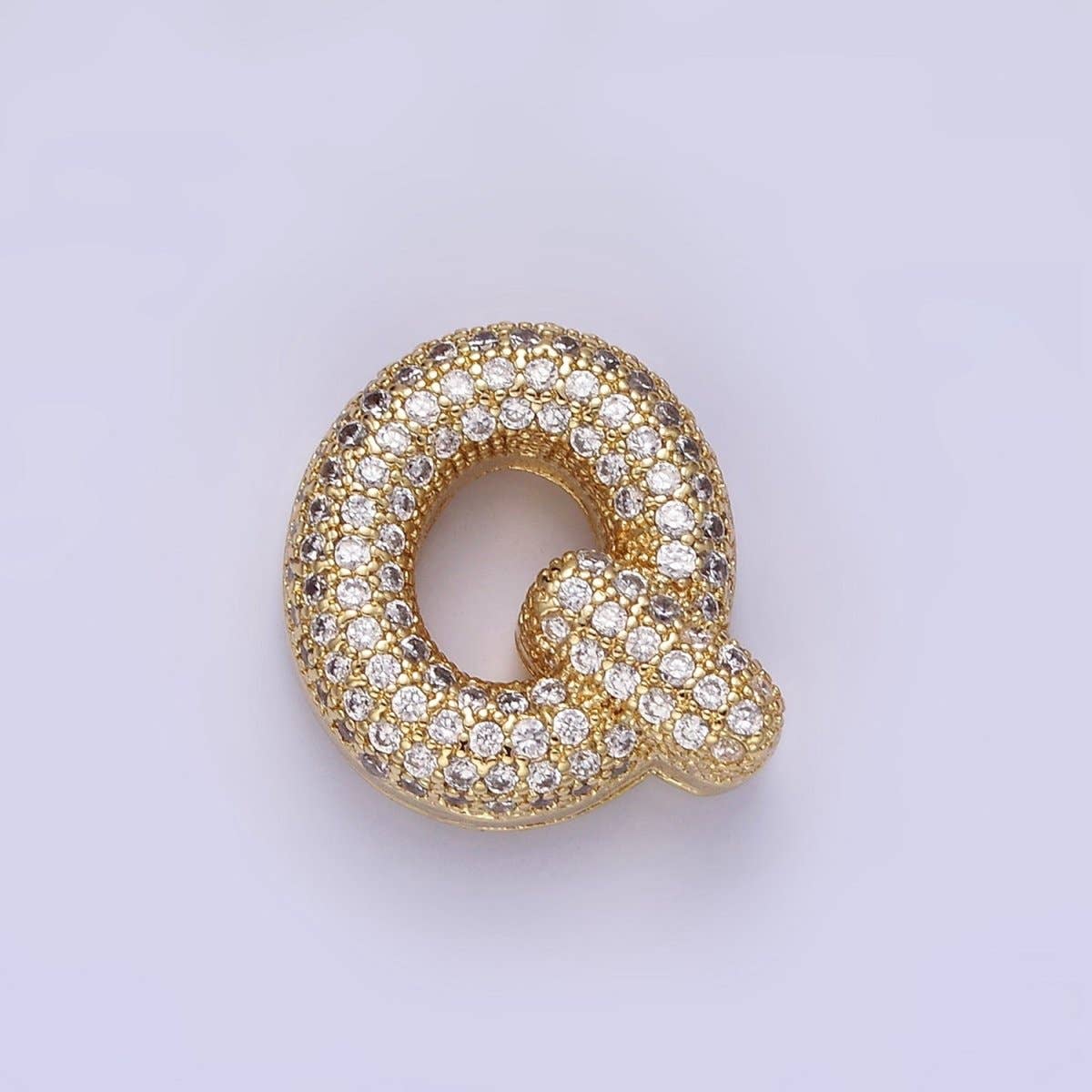 Aim Eternal – wholesale Individual charm/pendant – 14K Gold Filled 15mm Micro Paved Balloon Bubble Initial Letter Pendant | A1171-A118315