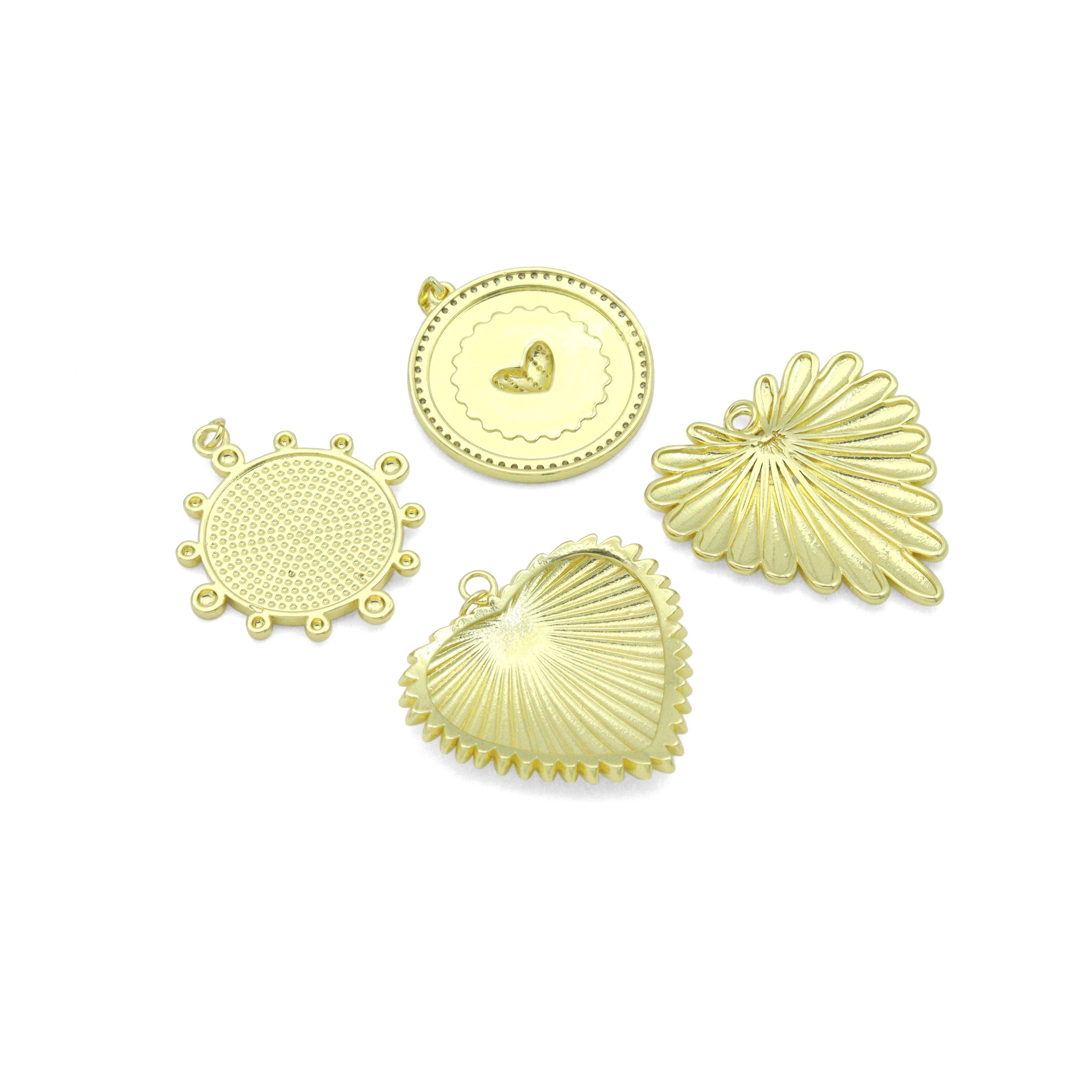 BestBeads&Beyond - Wholesale Individual Charm/Pendant - Large Spike Coin, Heart Charm Pendant, Sku#LK12892