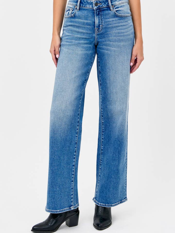 Medium Dark Low Rise Stretch 32" Inseam Dad Jean for wholesale by Hidden Jeans