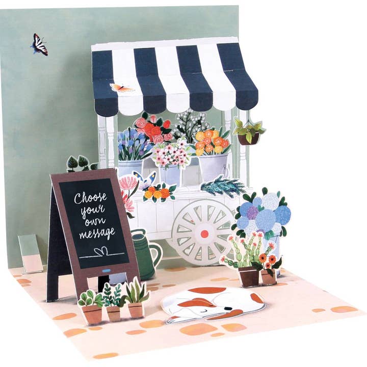 Cartão pop-up 3D Carrinho de Flores Tesouro por atacado de Popshots Studios