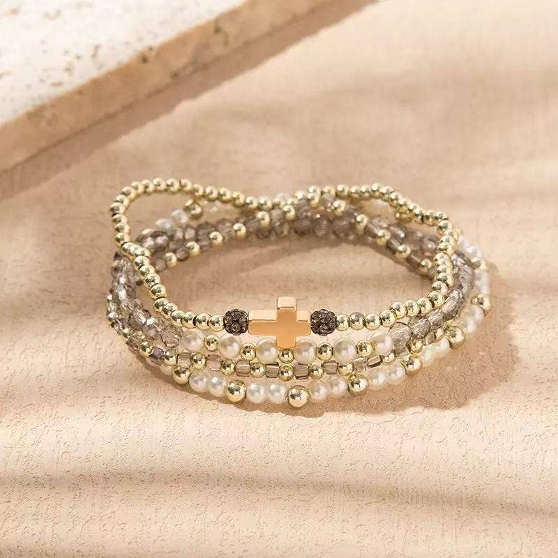 Purple Myrtle - Wholesale Jewelry Set - Cute Stackable Cross Bracelets for Women in Multiple Colors 2