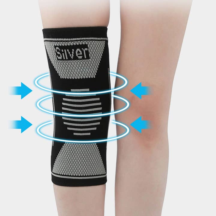Black Silver Fiber Sports Knee Brace,Odor-Free&Breathable_CWMM7885 for wholesale on Faire2