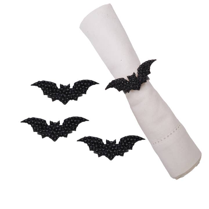 Ensemble de 4 anneaux de serviette Halloween Spooky Bat pour la vente par C&F Home