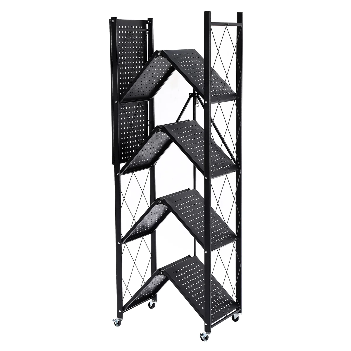 J&V TEXTILES - Wholesale Free Standing Shelf - Assembled Black Foldable Metal Storage Shelving Unit - 3 Sizes!3