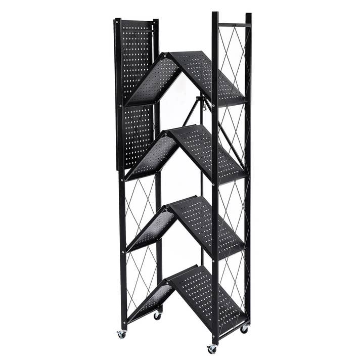 J&V TEXTILES - Wholesale Free-standing shelf - Assembled Black Foldable Metal Storage Shelving Unit - 3 Sizes!3