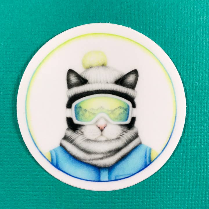 Sticker Ski Cat pour la vente par Abundance Illustration