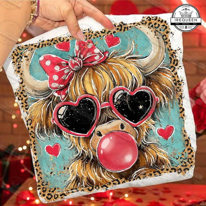 Valentinstag Hochlandkuh Sweatshirt, Western Rundhalsgeschenk für den Großhandel von Dm Crafting