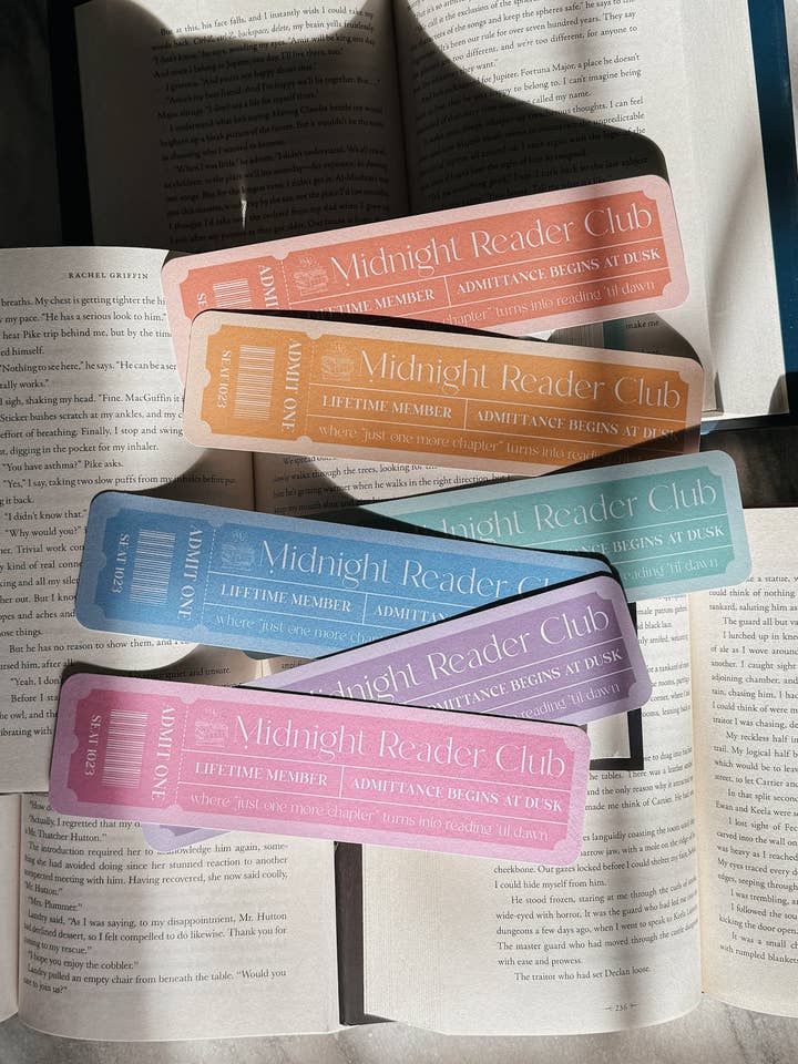 Midnight Reader Club Bookmark | Pastel Color Ticket Design | Spring Pastel Bookmark Pack for wholesale by Midnight Readers Shop