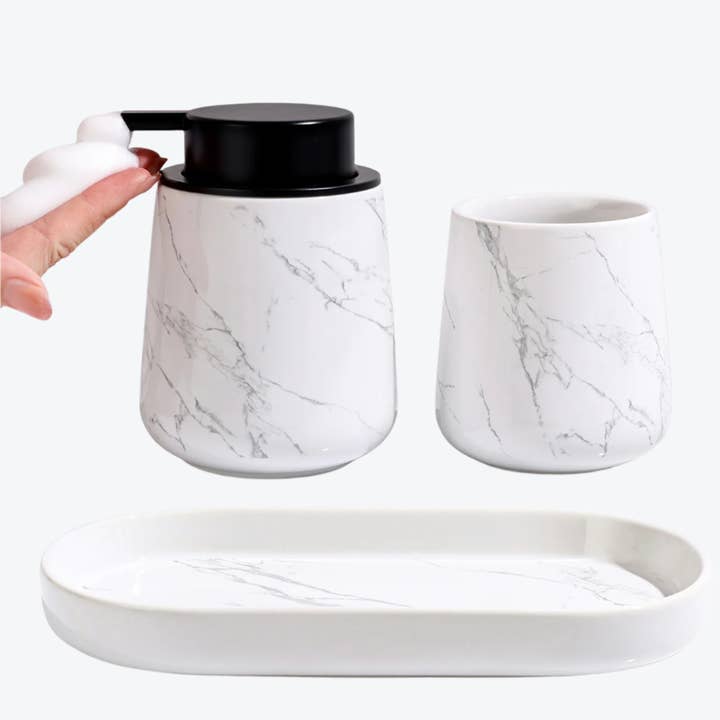 BosilunLife Marble Foaming Bathroom Set Recycled Eco-Clay for wholesale by BosilunLife USA