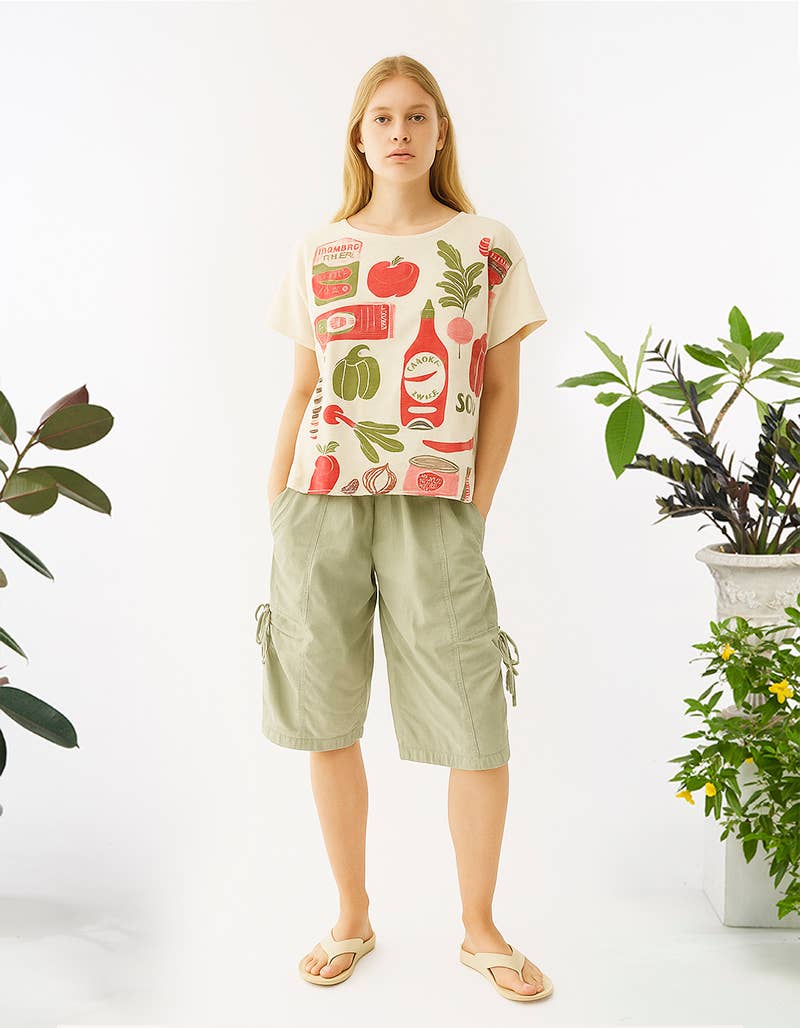 Kathmandu Imports - Wholesale Screen Printed T-Shirt - Women's - COTTON ROUND NECK HIGH-LOW TOP (TH-2009)5