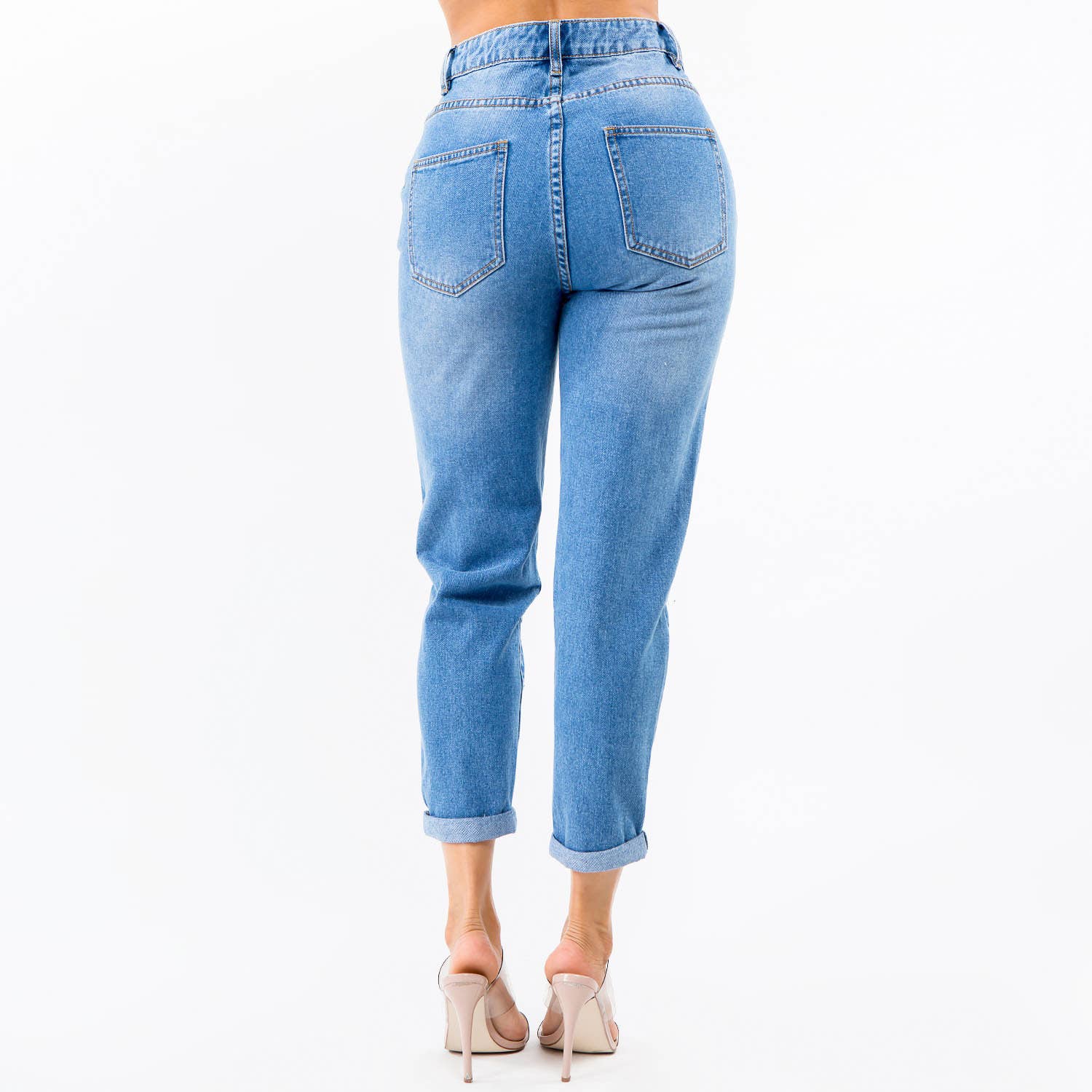 American Bazi - Wholesale Jeans - Women's - HIGH WAIST PLEATED WAIST MOM JEANS-RJH303052