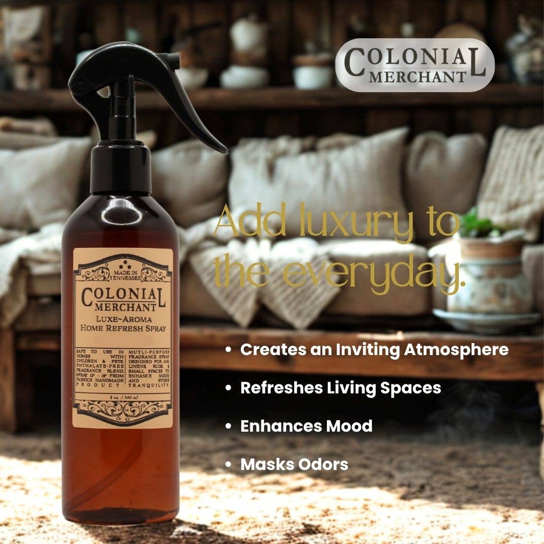 Colonial Merchant - Vendita all'ingrosso Spray per tessuti e ambienti - 8 oz. Colonial Merchant Luxe~Aroma Spray Rinfrescante per la Casa10
