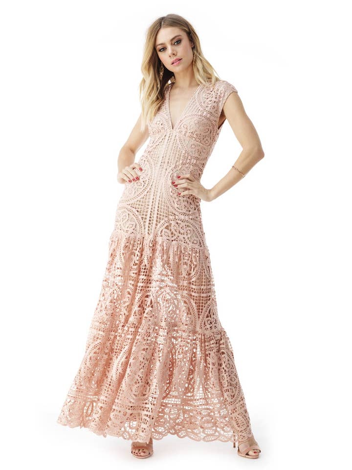 SKY - Wholesale Dress - Women's - Makena Embroidered Lace Maxi