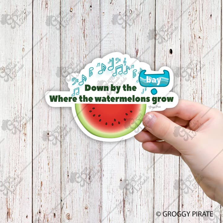 Groggy Pirate - Wholesale Sticker - Down By The Bay Song Lyrics By Raffi Sticker1