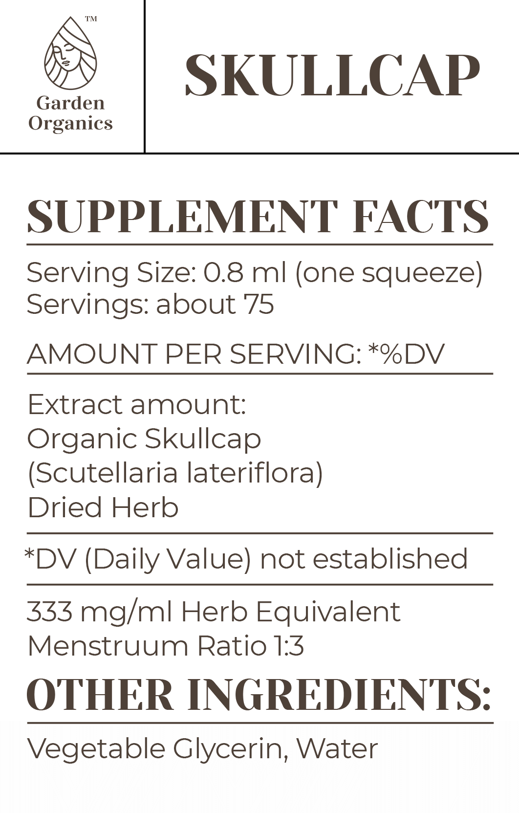 Garden Organics - Wholesale Tincture - Skullcap Tincture1