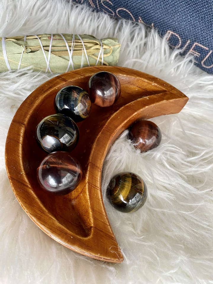 Mini Tigers Eye Crystal Spheres for wholesale by Essential Sage