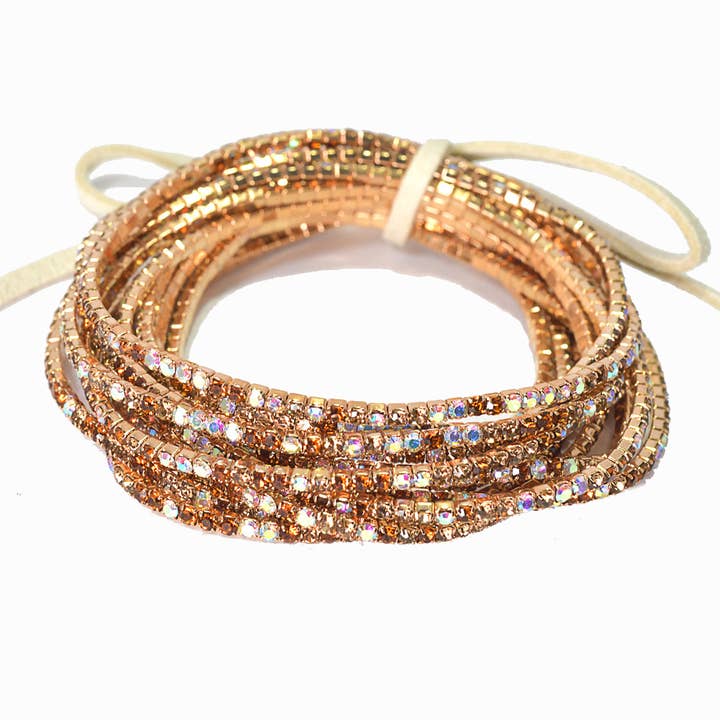 SOPHIA WHOLESALE - Wholesale Jewelry Set - Pave rhinestone multi layered stretch bracelet set