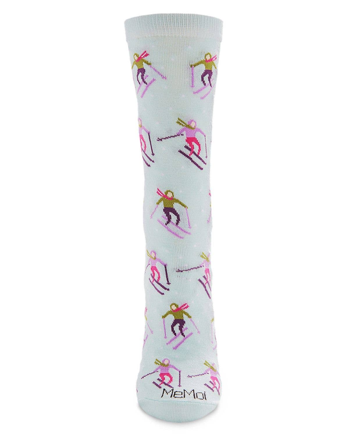 Seafoam MeMoi Skiing Paradise Crew Socks for wholesale on Faire3