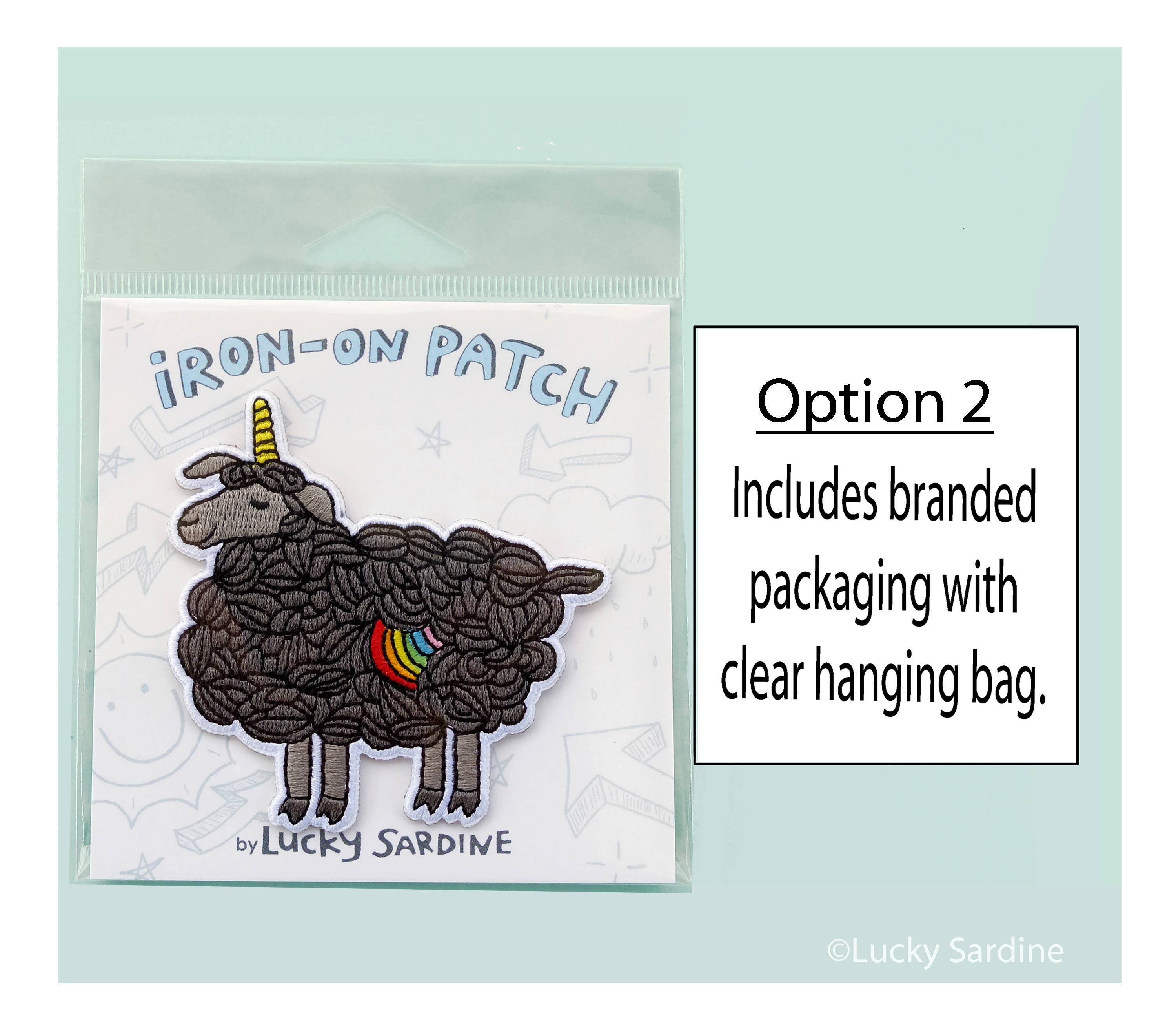 Lucky Sardine - Wholesale Patch - Black Sheep Unicorn, Rainbow Magic Embroidered Iron-On Patch1