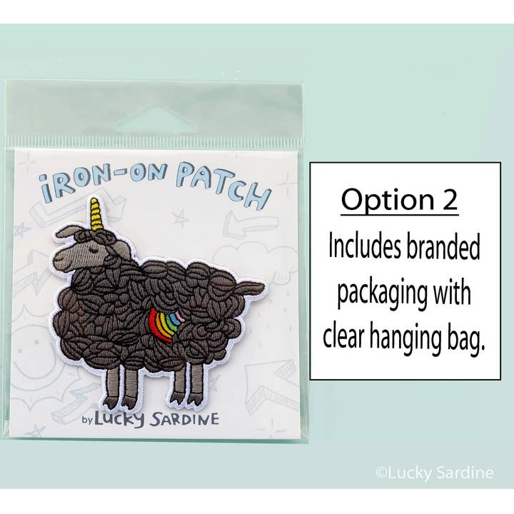 Lucky Sardine - Wholesale Patch - Black Sheep Unicorn, Rainbow Magic Embroidered Iron-On Patch1